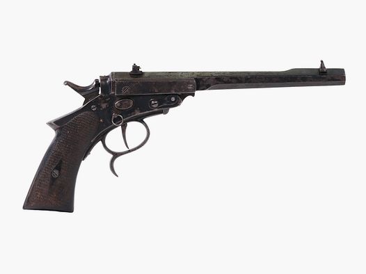 Niemiecka pistolet strzelecki „Lagenhahn” XIX wieku, kaliber .22lr || pistolet jednostrzałowy
