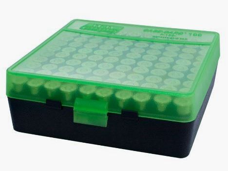 MTM Pudełko na naboje P-100-44 100 RDS .41/.44/.45 | przezroczysty zielony/czarny