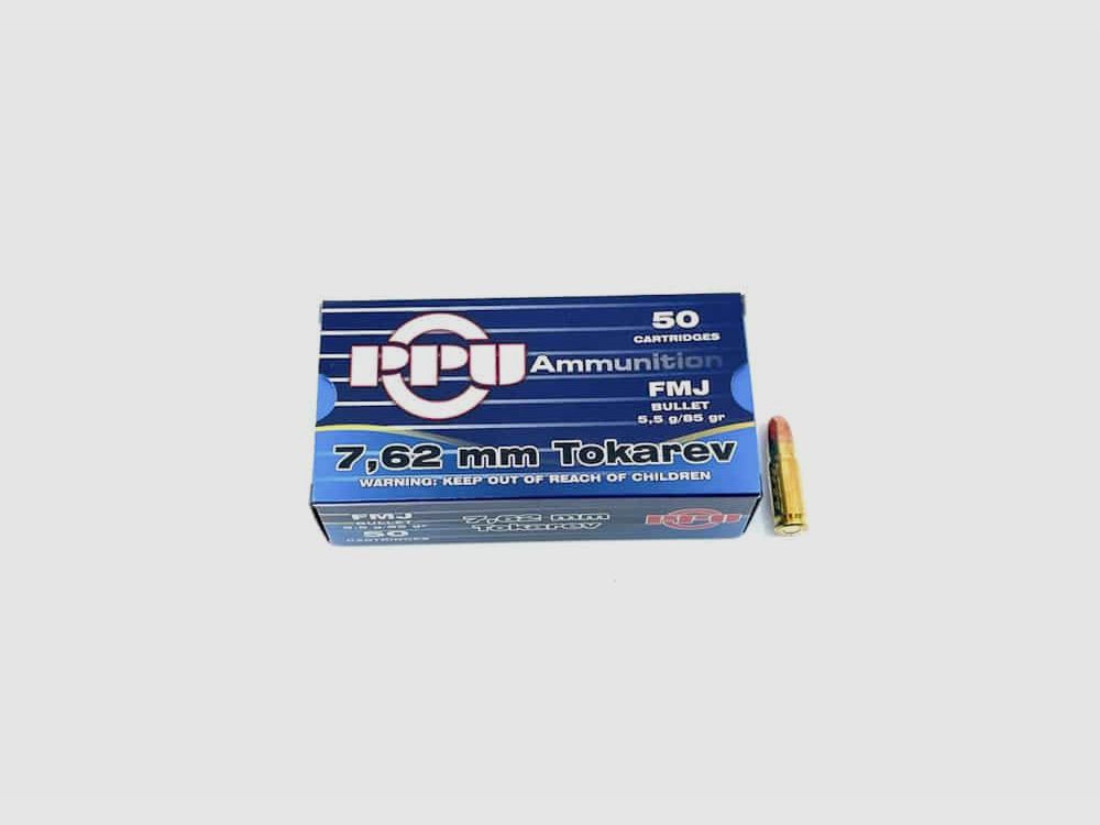 7.62mm Tokarev PPU FMJ 85grs.