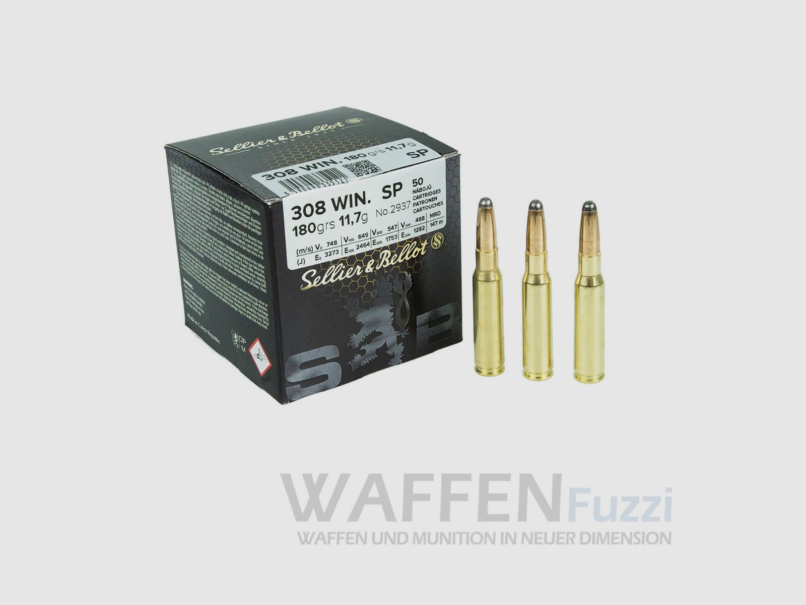 S&B .308 Win. 180grs pointe douce 50 cartouches