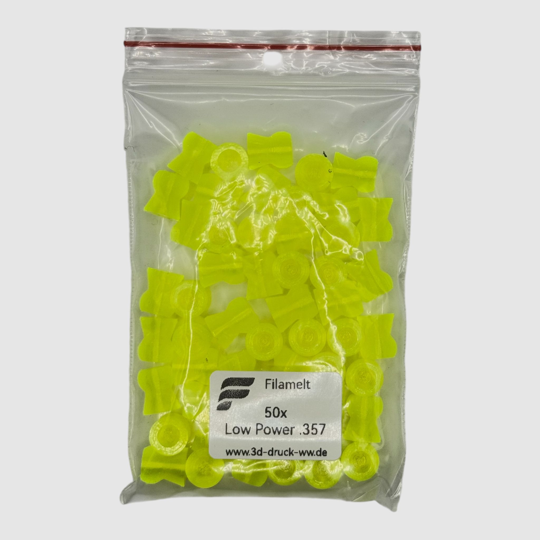 50x low-power diabolos, 9mm, CAL .357, reusable, AEA HP Max