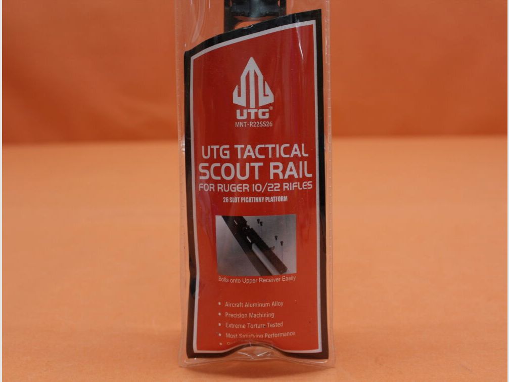 UTG - Leapers Ruger 10/22: Tactical Scout Rail UTG (MNT-R22SS26) Alu Black/ Picatinnyprofil-Montageschiene BL=298mm