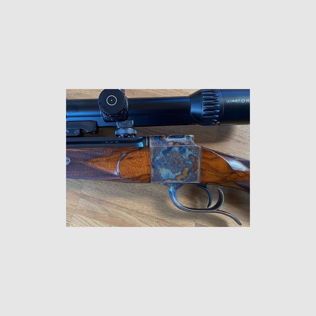 Blockbüchse Hagn von Ralf Martini Canada Gravur Florian Güllert, Bunthärung Herr Martini arbeitet nun bei Hartmann und Weiss 8x57IS 