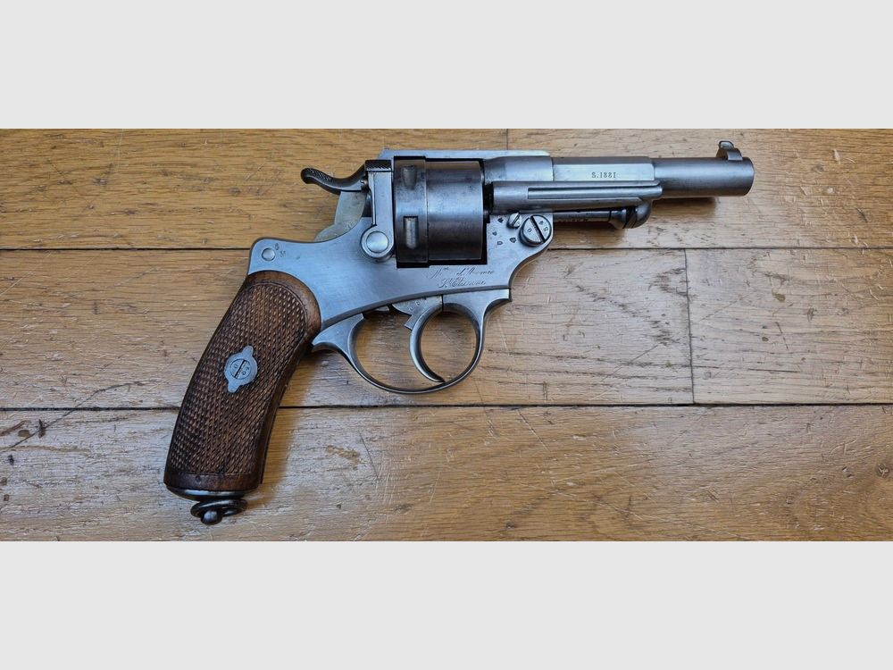 Sehr schöner Dienstrevolver Modell 1873 – Kaliber 11mm73 – Vollständig monomatrikuliert – Immer noch original strohgelb nach 145 Jahren! – MAS 1881 – Sehr gute Mechanik, schöner Lauf und schöne Kammern – TBE / TBE+, Bild 2 von 21