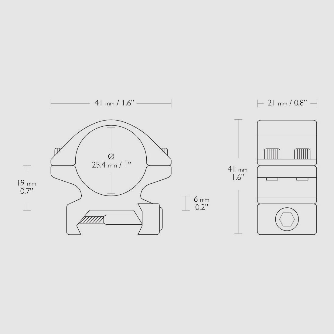 Hawke Match Montaggio Fisso in Alluminio Weaver 1" Due Pezzi, immagine 2 di 3