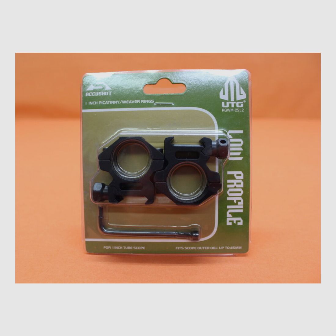 UTG - Leapers UTG Accushot anneaux de montage 1" bas (RGWM-25L2) aluminium noir mat pour profil Picatinny BH=10mm