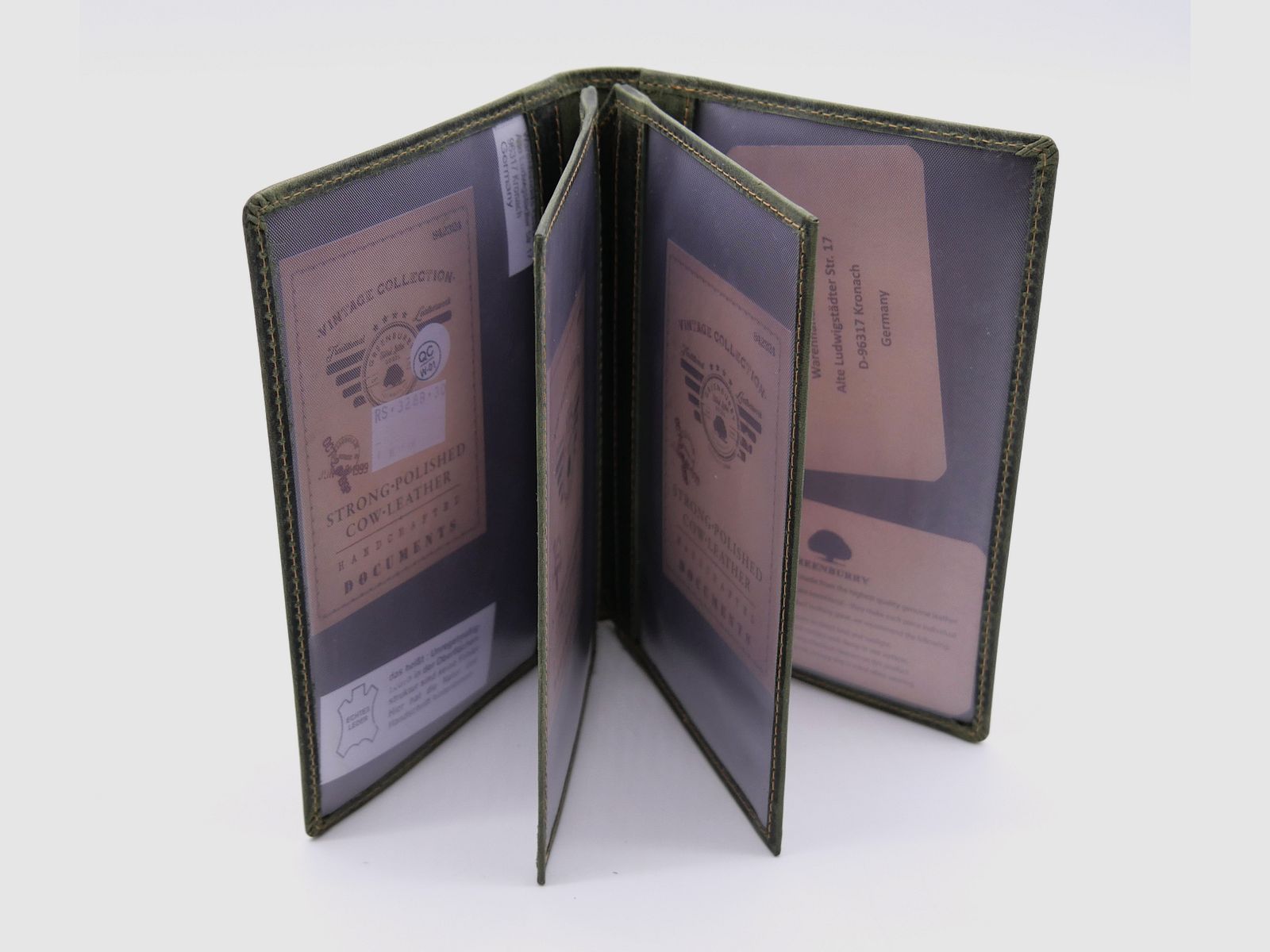 Greenburry leather hunting license folder ID folder case deer olive 328B-RS-30
