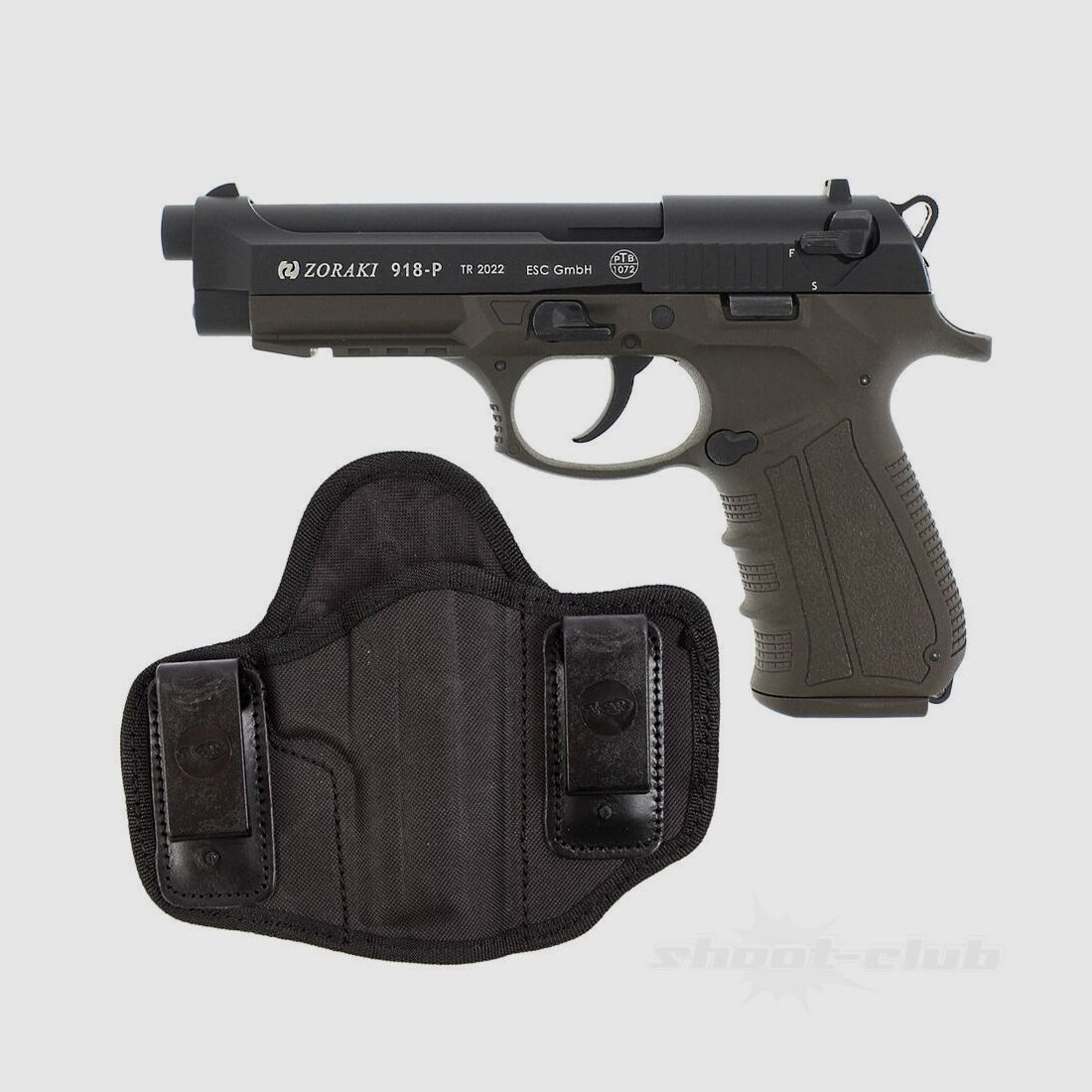 Zoraki 918-P ODG Schreckschusspistole 9mm PAK Holster-Set