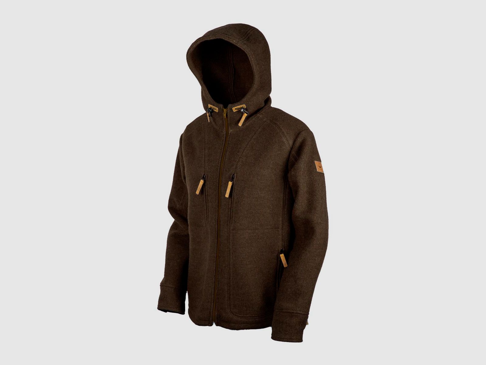 Loden fleece hoodie "Kapuzenhuber", brown