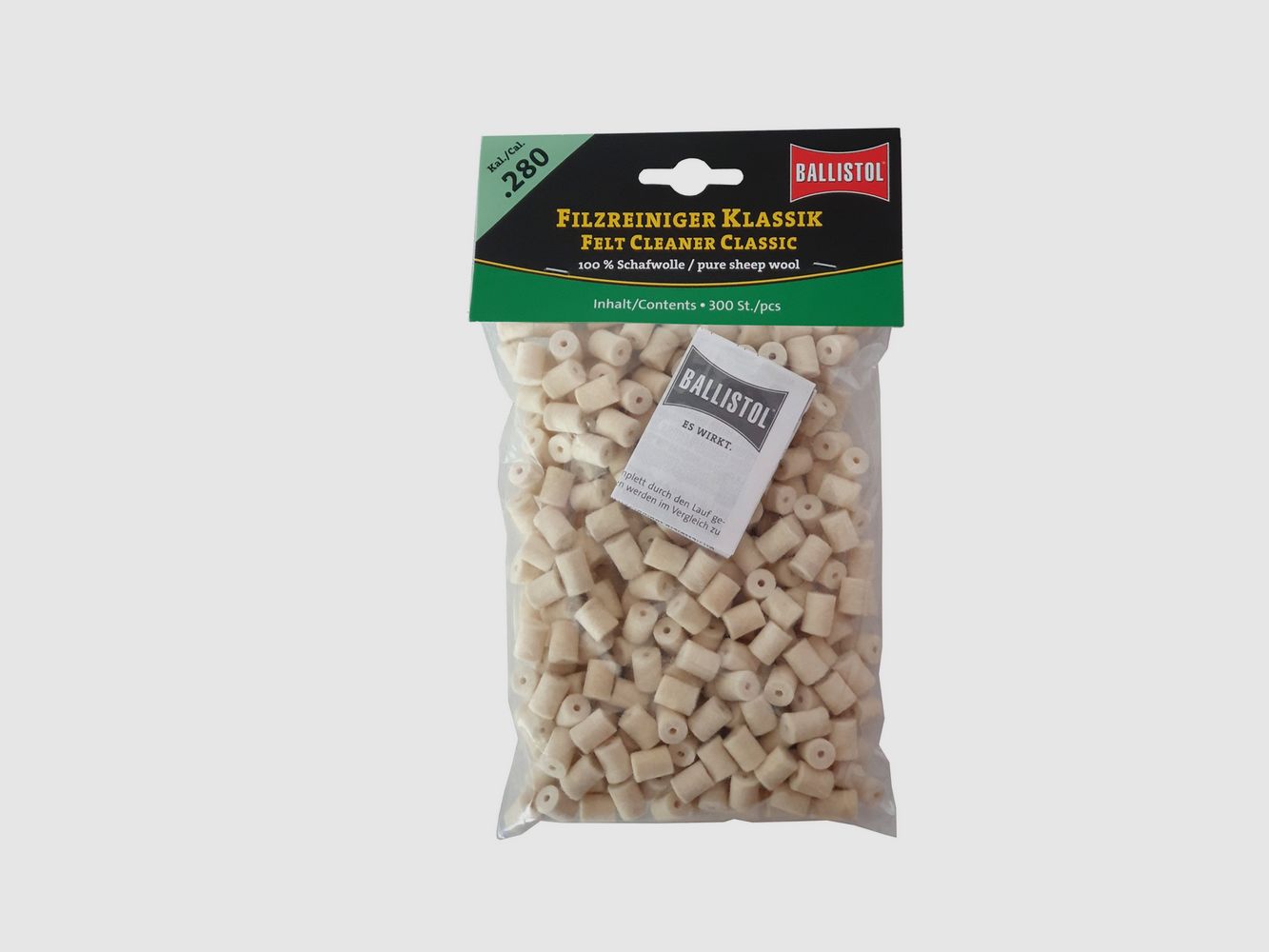 BALLISTOL klassieke viltjes voor het reinigen en verzorgen van wapens kal. 280 (300 stuks)