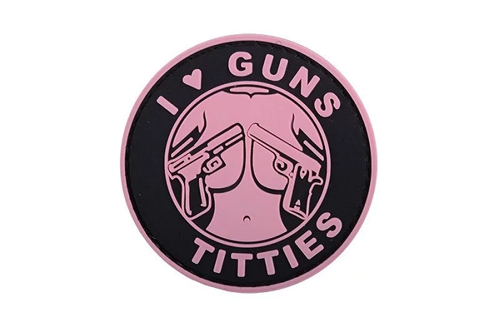 Naszywka 3D - I Love Guns Titties - różowa, zdjęcie 1 z 2