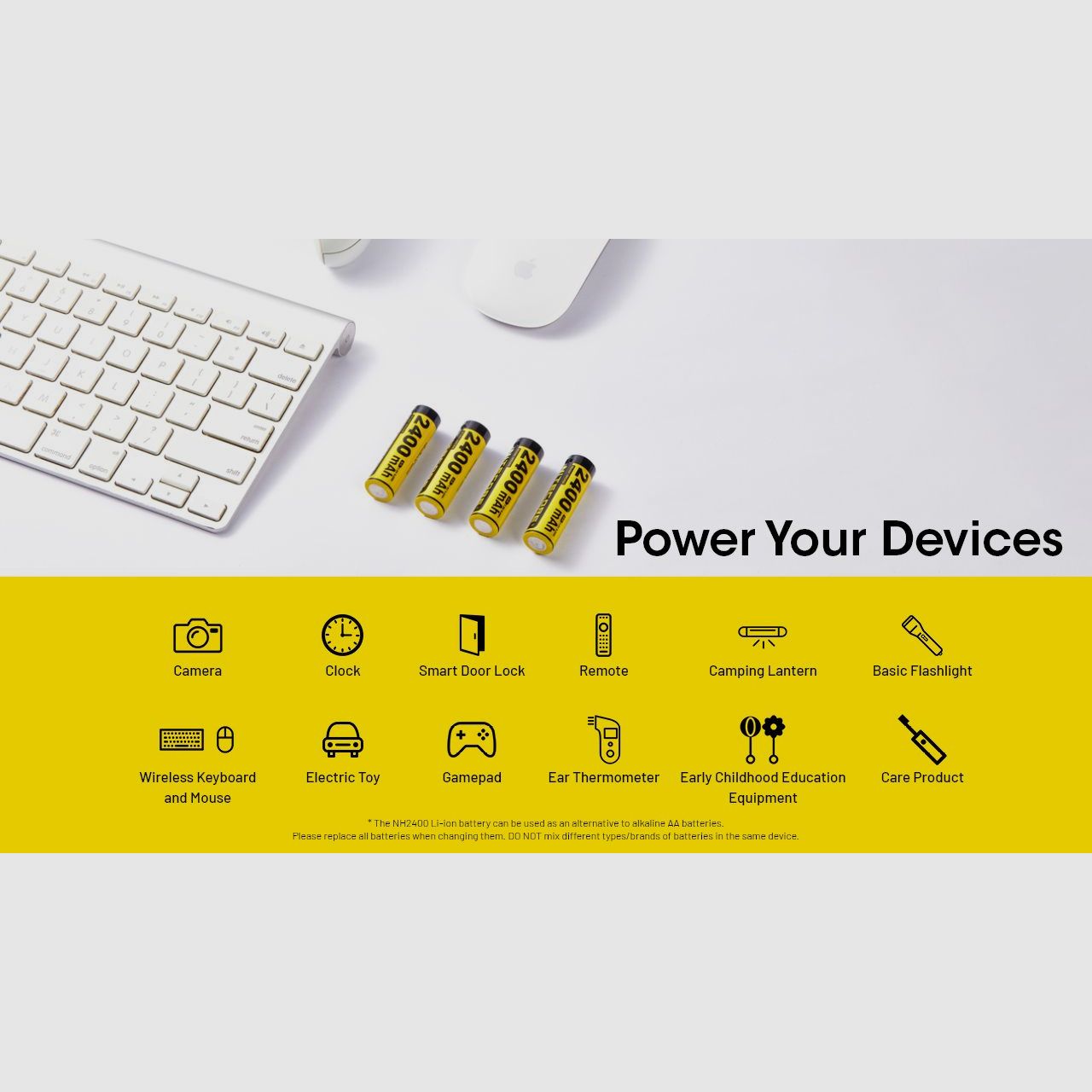 Nitecore NH2400 Batería AA de iones de litio recargable de 2400 mAh con puerto USB-C, 4 unidades, imagen 5 de 7