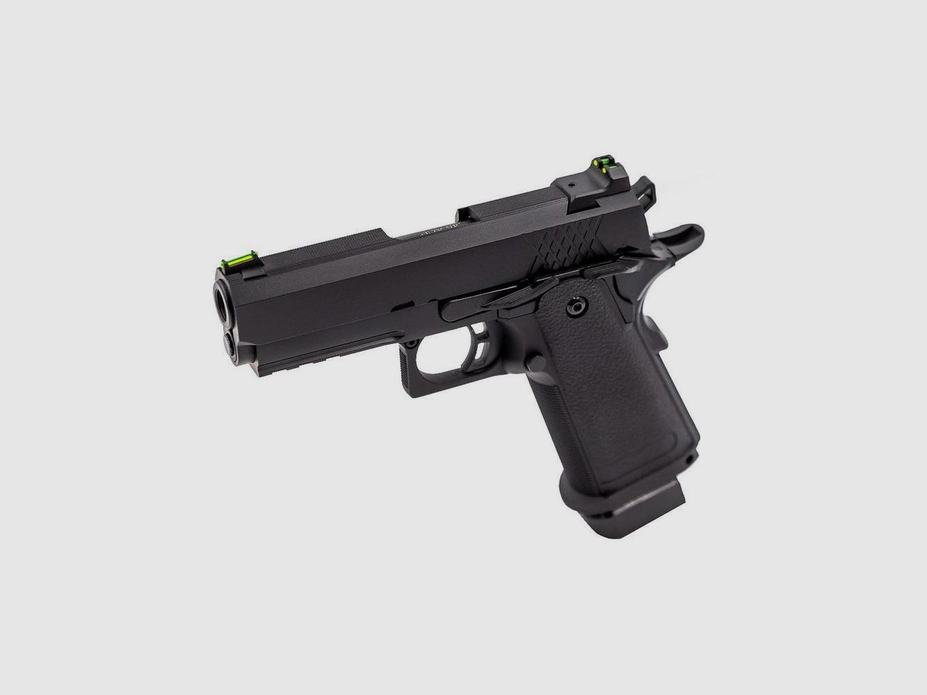 GBB-Replikat Raven Hi-Capa 3.8 Pro Schwarz - Gas 0,9J - Präzision und Realismus für den Schießsport, Bild 1 von 5