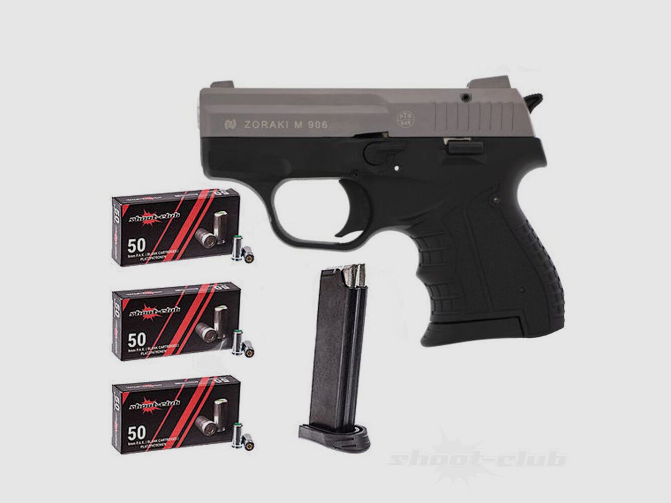 Zoraki	 Zoraki 906 titan/chrom - Set inkl. shoot-club Munition