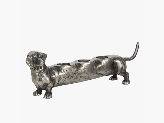 Lovergreen decoration motif dachshund candle holder large made of aluminum
