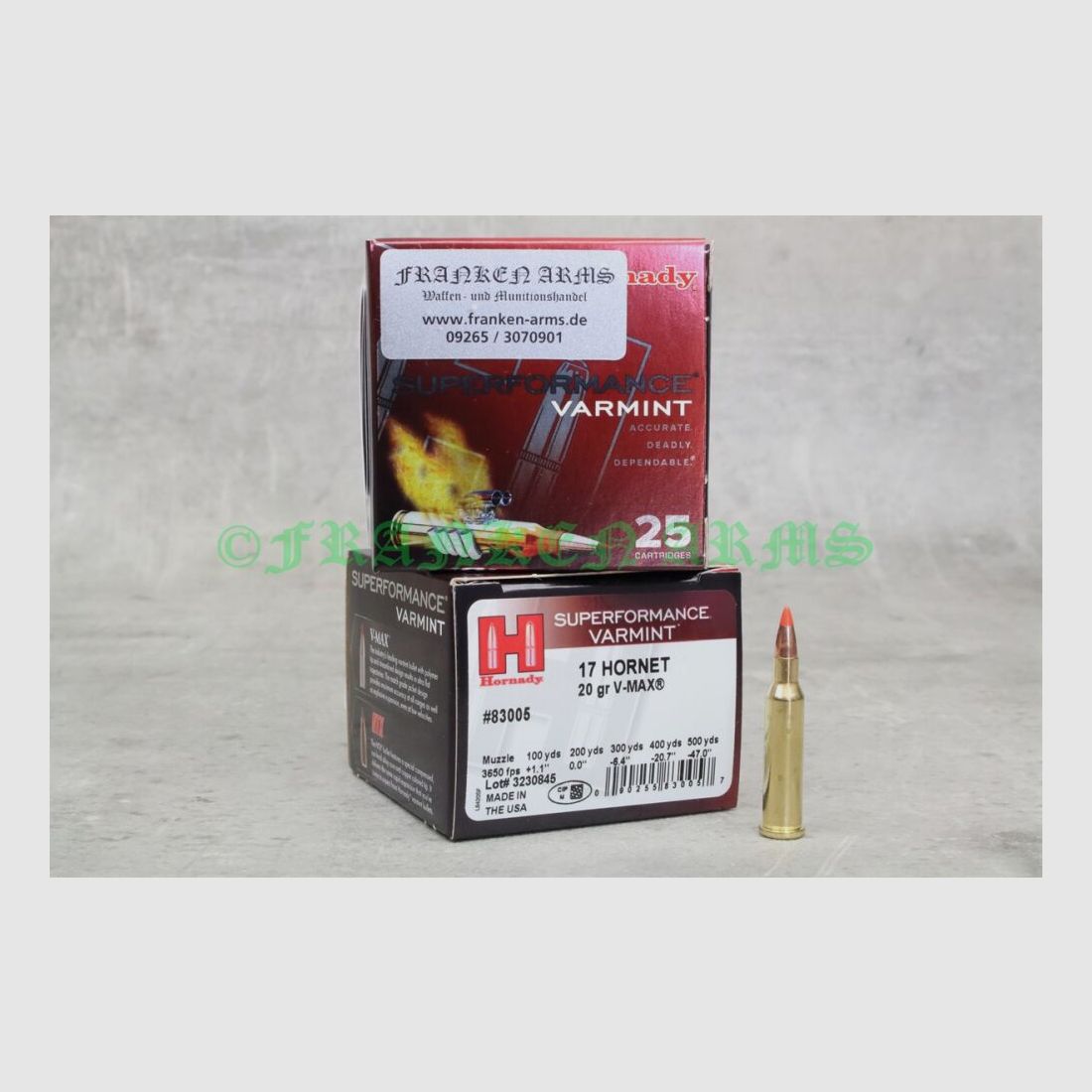 Hornady V-Max .17 Hornet 20gr. 1,3g 25 stuks staffelprijzen