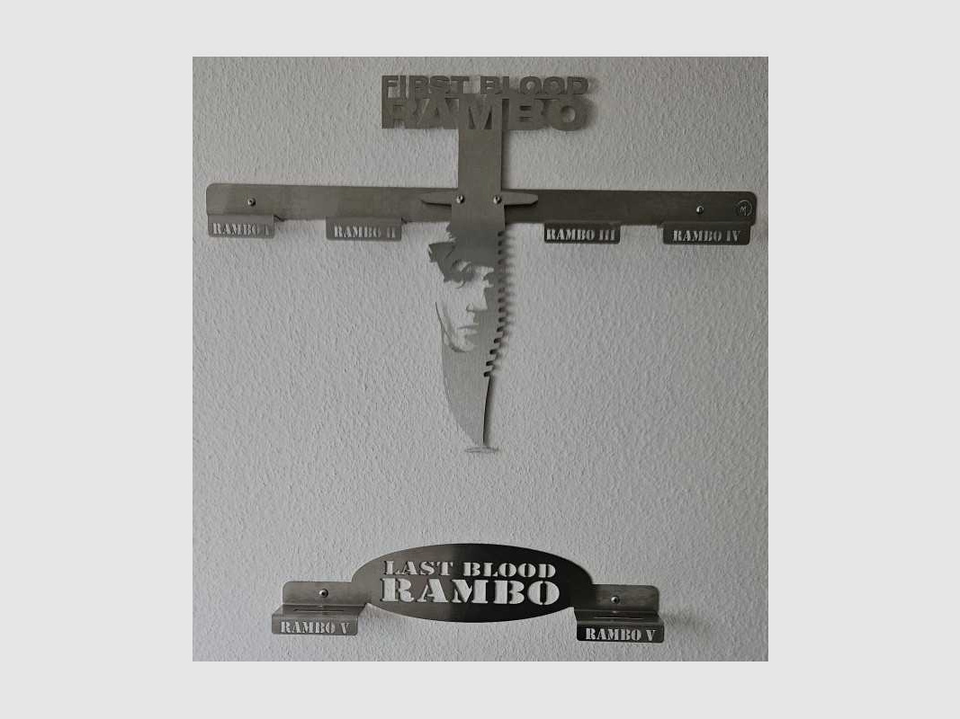 Rambo 1-5 Messer Designer Wandhalter Edelstahl 3D Effekt