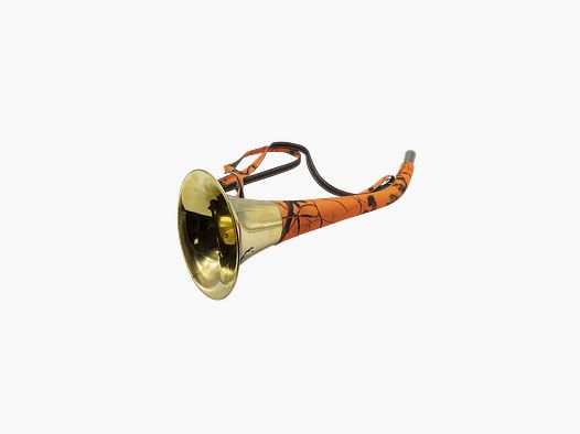 Corne de chasse pavillon gainée orange 50cm Januel