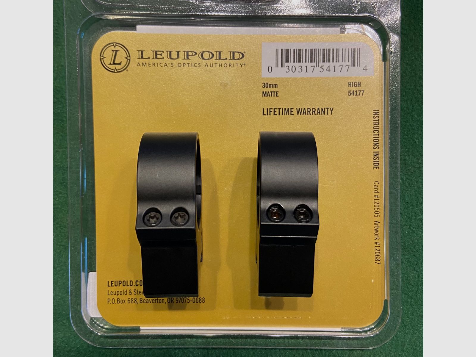 Leupold  Picatinny RINGE 30mm High (H=12,18mm) Stahl, Matt