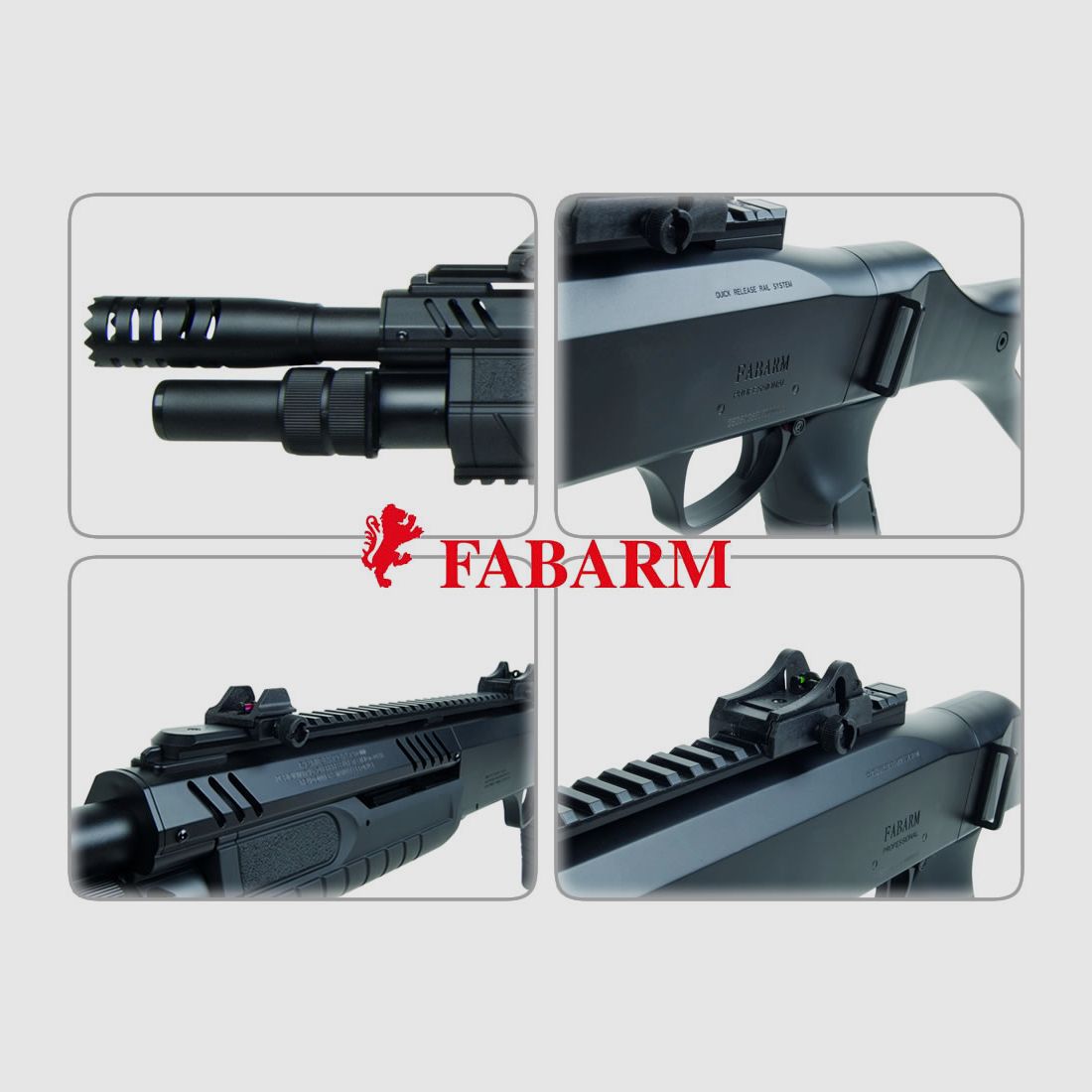 Softairgewehr Pumpgun Fabarm STF12, Federdruck, 11 Zoll Lauf, 3x 10 Schuss, schwarz, Kaliber 6 mm BB (P18)