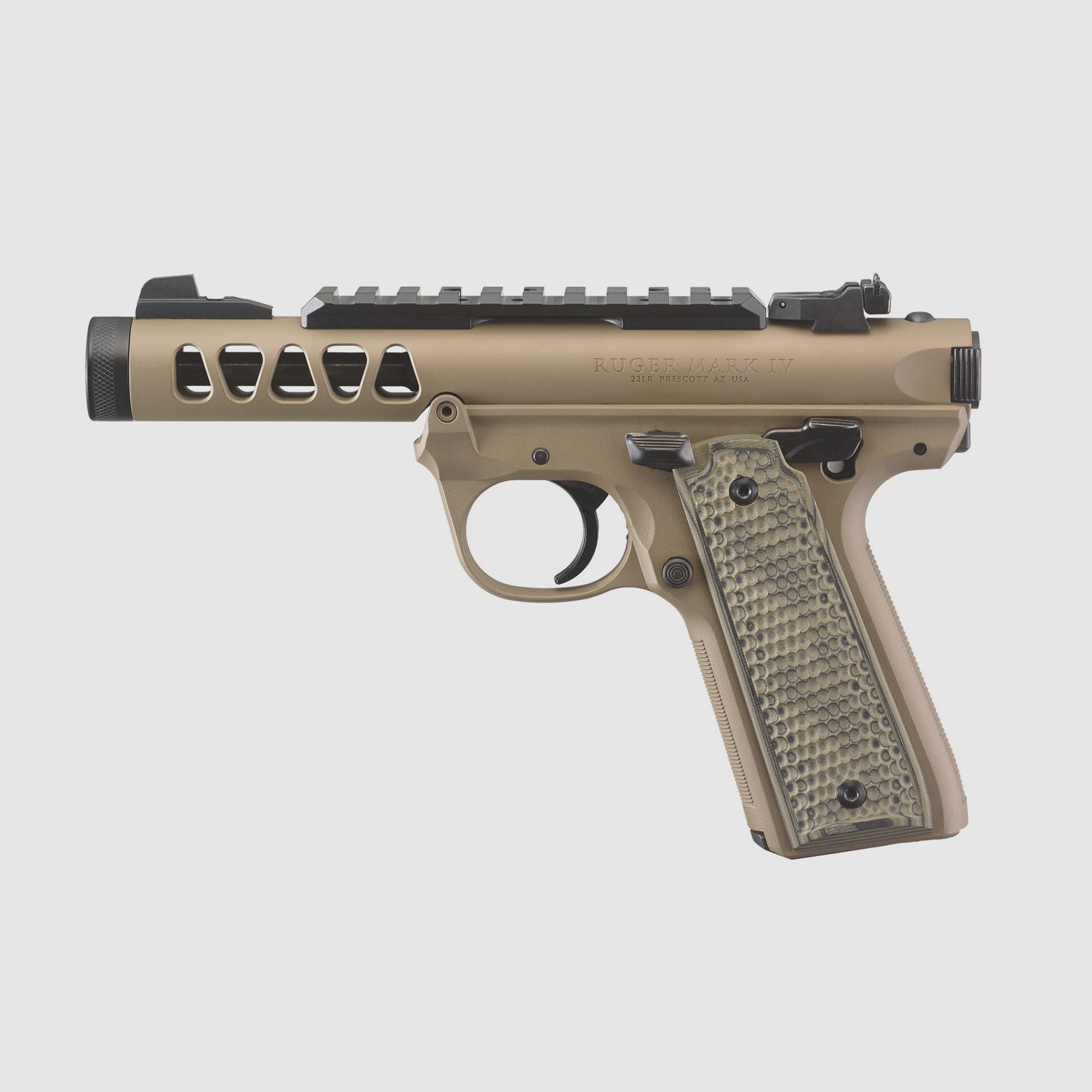 Ruger Mark IV 22/45 Lite .22 LR, 4,40" 1/2"x28, Picatinny, verstellbare Kimme, FDE Cerakote