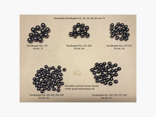 Rundkugeln Kaliber .570 14,48mm sowie .575 14,60mm für Vorderlader Gewehre Pistolen Kal. .58