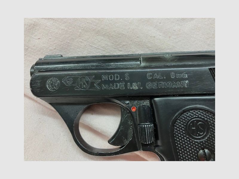 HS Gas- und Alarm-Pistole, Mod. 5, Kal. 8 mm, PTB Nr. 100, Taschenpistole 6-schüssig