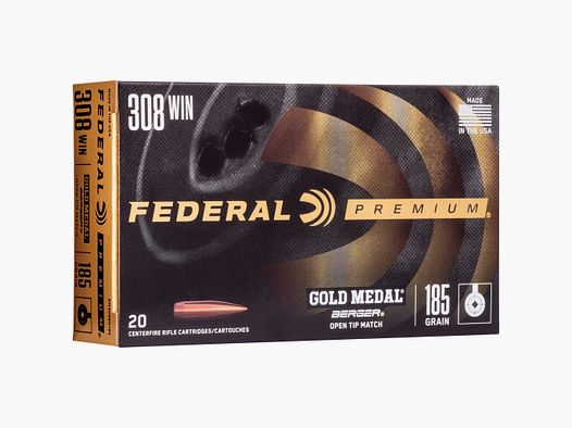 Federal Ammunition .308 Win. Premium Gold Medal Berger OTM 12.0g/185grs.