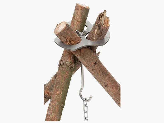FOX Fox Outdoor Dreibeinhalter Edelstahl mit Kette und Haken