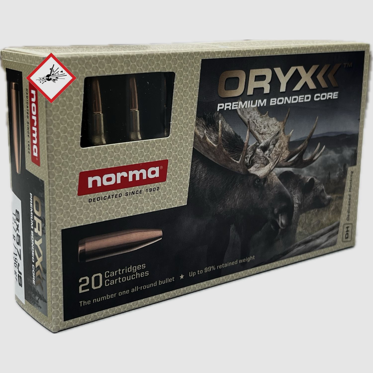 Norma Büchsenpatrone ORYX Kal. 8X57 JS 12,7g 196grs