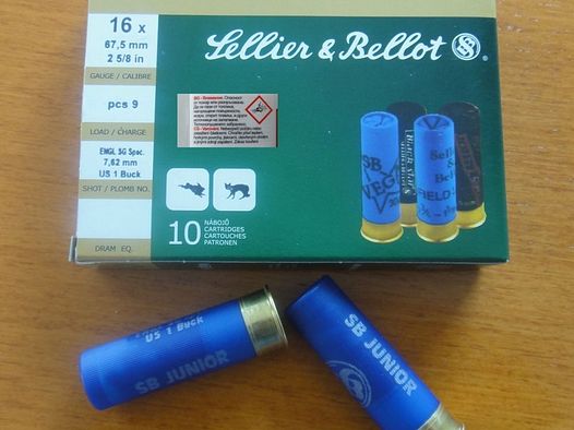 Sellier & Bellot	 Sellier & Bellot, 16/67,5, Buck-Shot - 7,6mm
