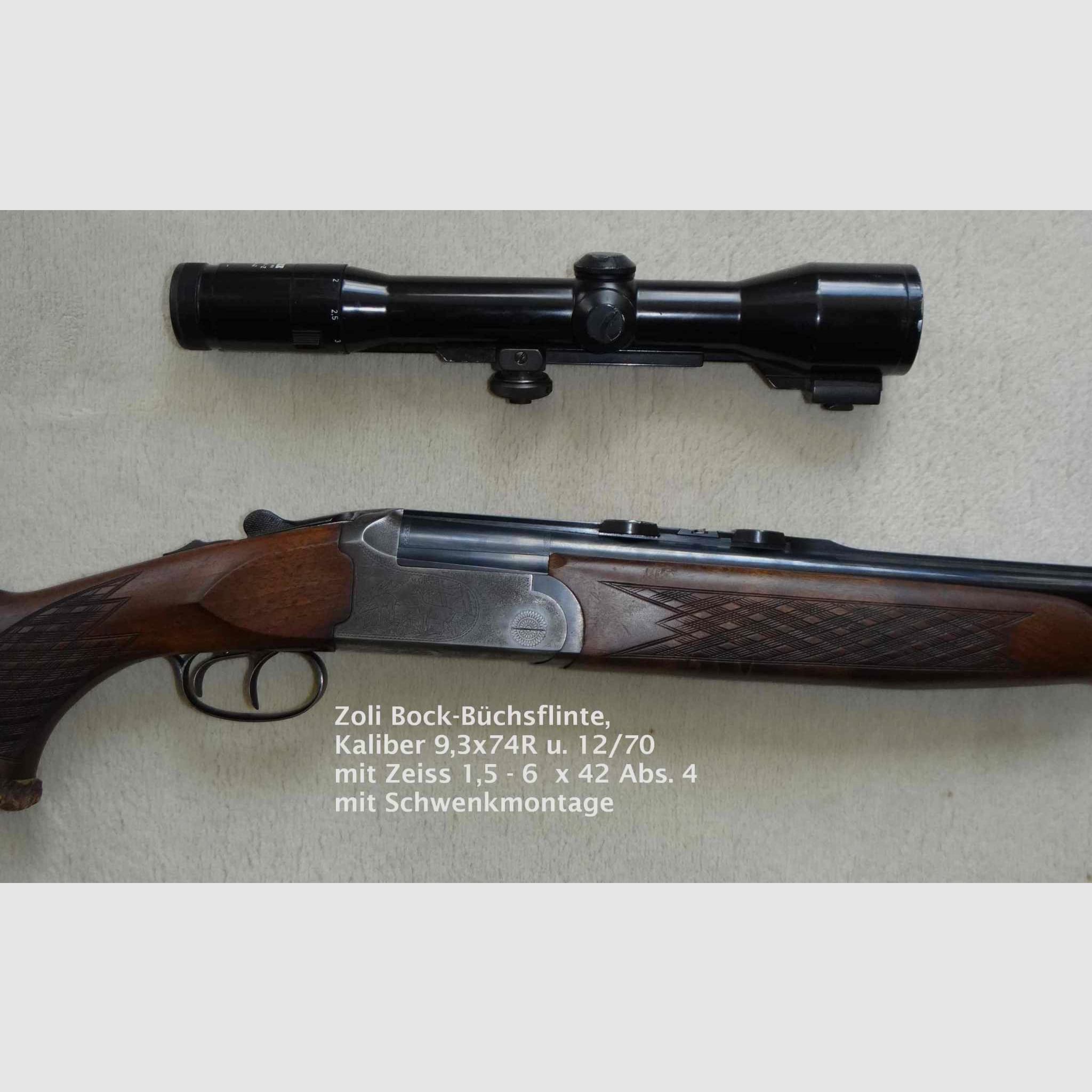 „ZOLI“ Bock-Büchs-Flinte, Kaliber 9,3x74R – 12/70