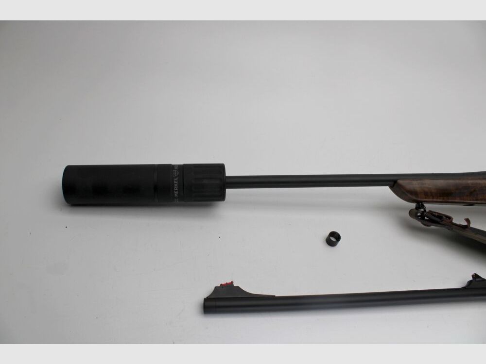 Merkel RX HELIX BLACK DS mit Wechsellauf und HLX Dämpfer und Dentler Basis	 .308Win + 8x57JS
