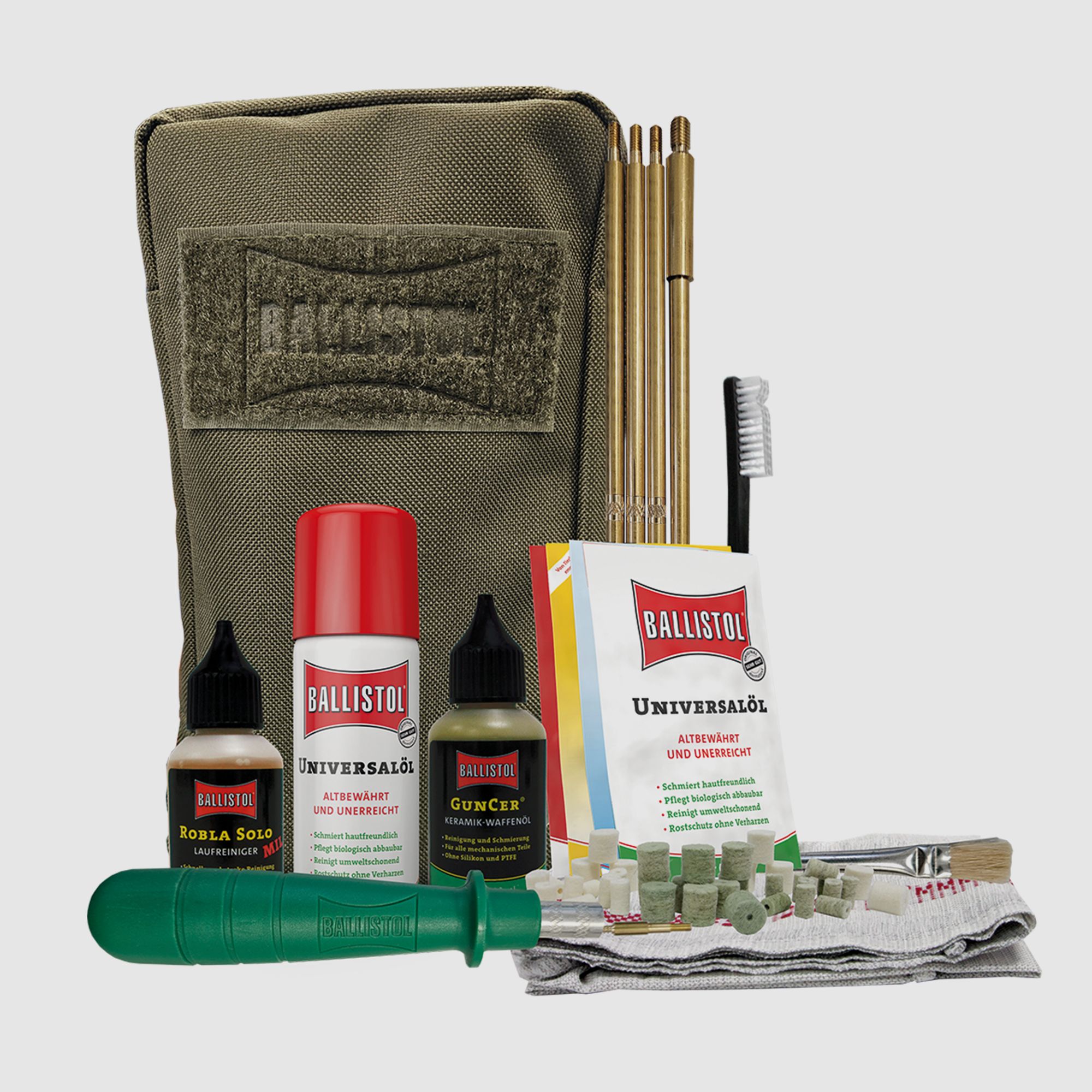 Kit de nettoyage d'armes 52 pièces olive