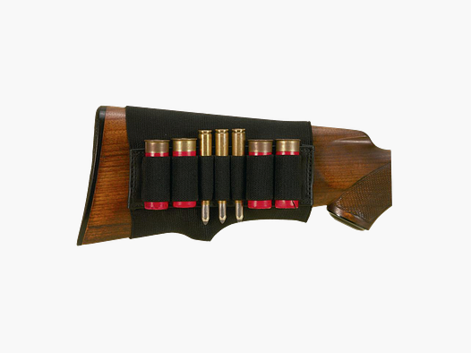 Étui à cartouches pour crosse de fusil pour 4 cartouches à plomb et 3 cartouches de balle, avec sangles en caoutchouc