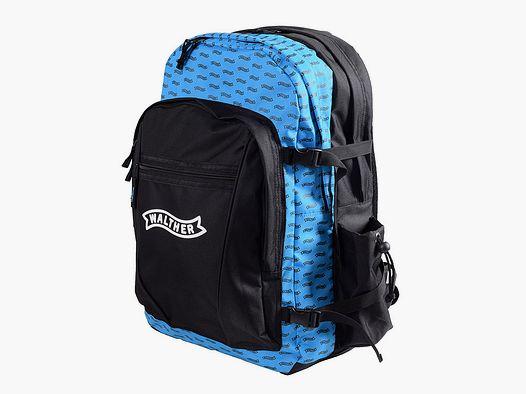 Rucksack Walther BigBag 49 x 29 cm blau schwarz mit Walter Logo fĂĽr Luftpistolen LP300 LP400 LP500 viele Taschen