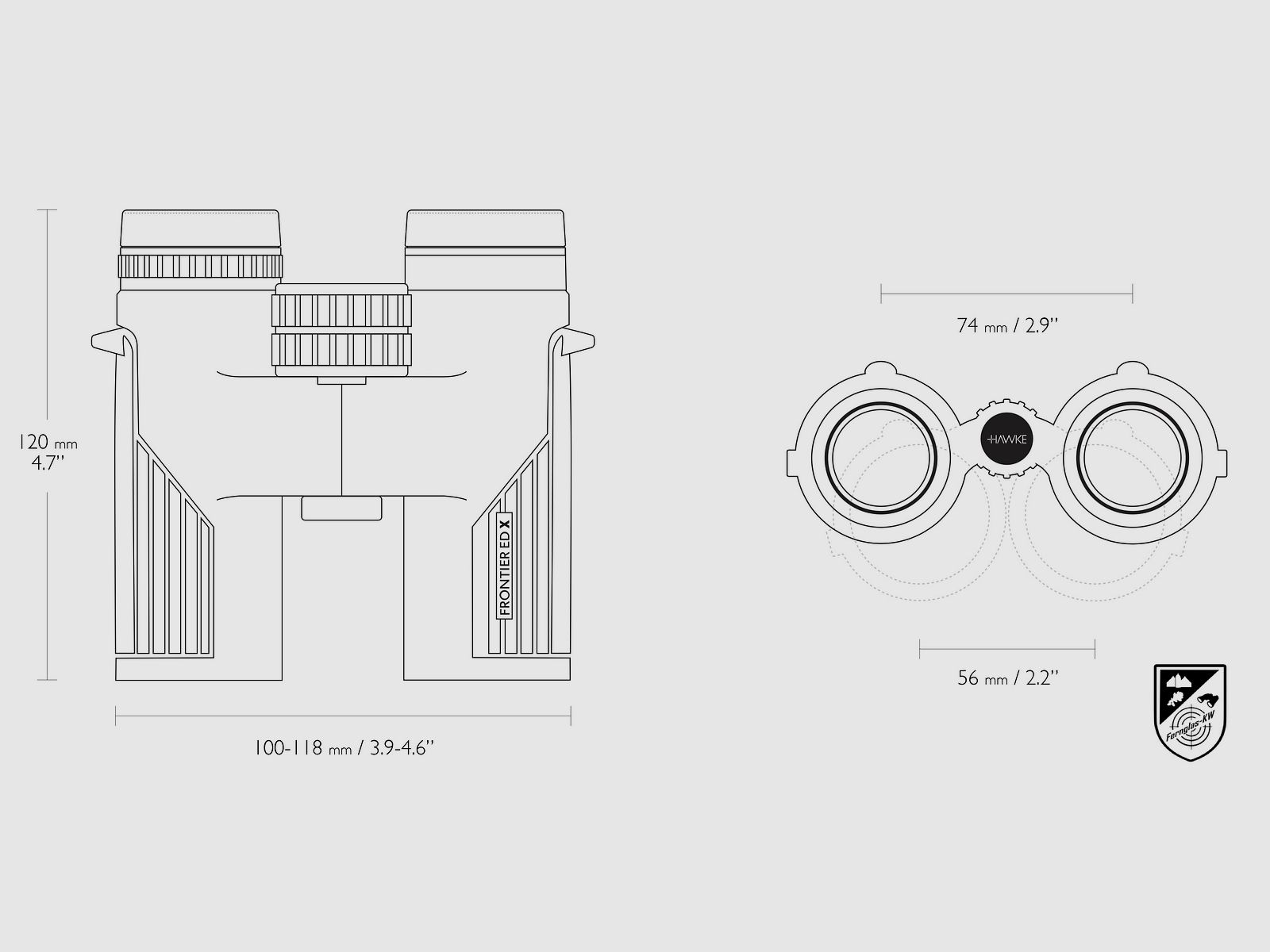 HAWKE 38007 Frontier H DX 10x32 binocolo verde con accessori