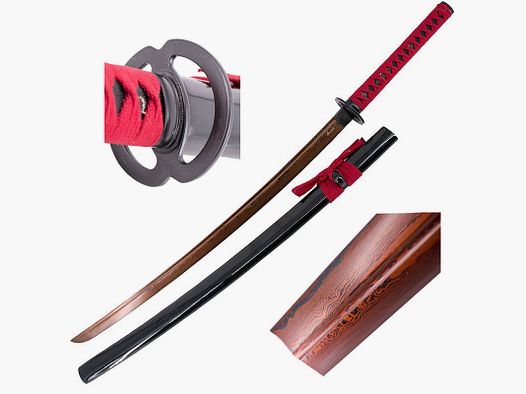 Katana Practical Yume z czerwoną klingą damastową