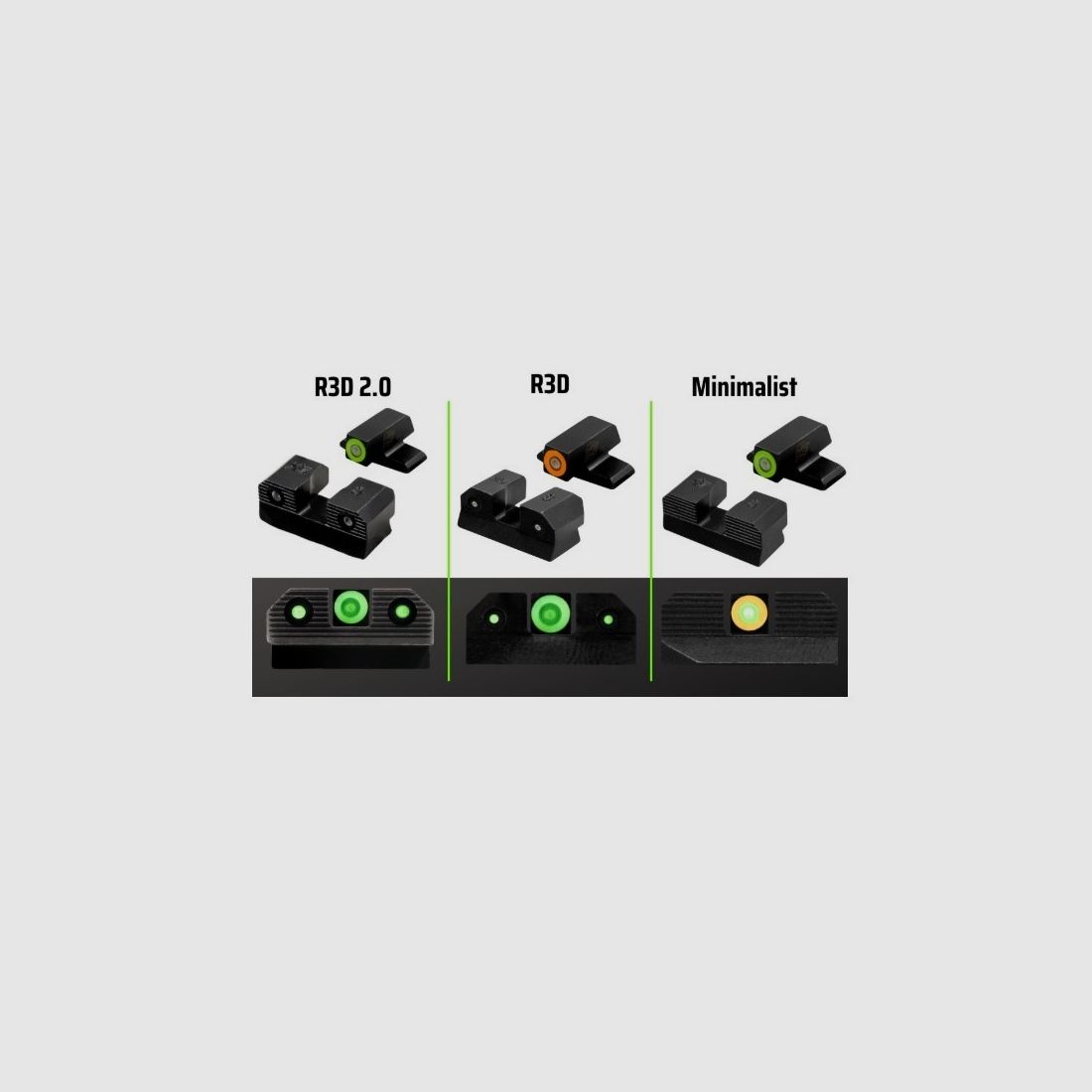 N-Sight R3D 2.0 STD Green Dot Orange Glock42/43/48, immagine 2 di 2
