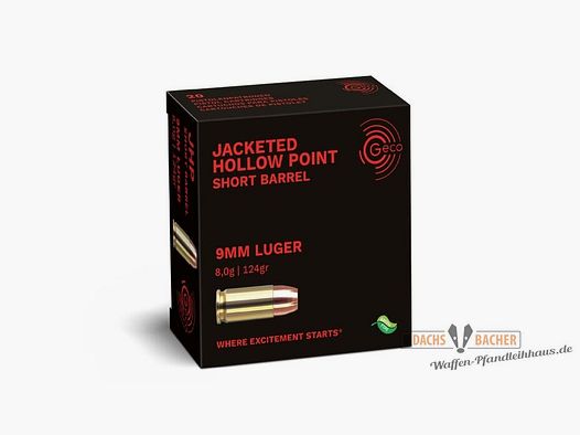 GECO 9 mm Luger JHP Jacketed Hollow Point 8,0g/124gr 20 strzałów