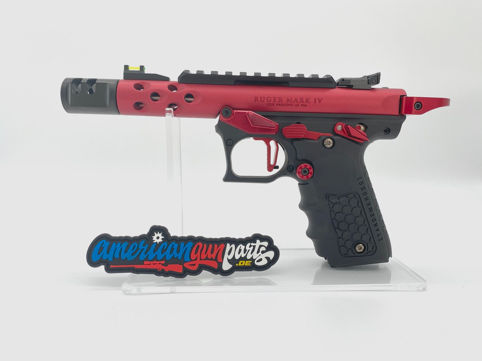 Tandemkross TANDEMIZED Ruger Mark IV 22/45 Race Gun - czerwony górny element 43910, czarny dolny element, czerwone elementy sterujące