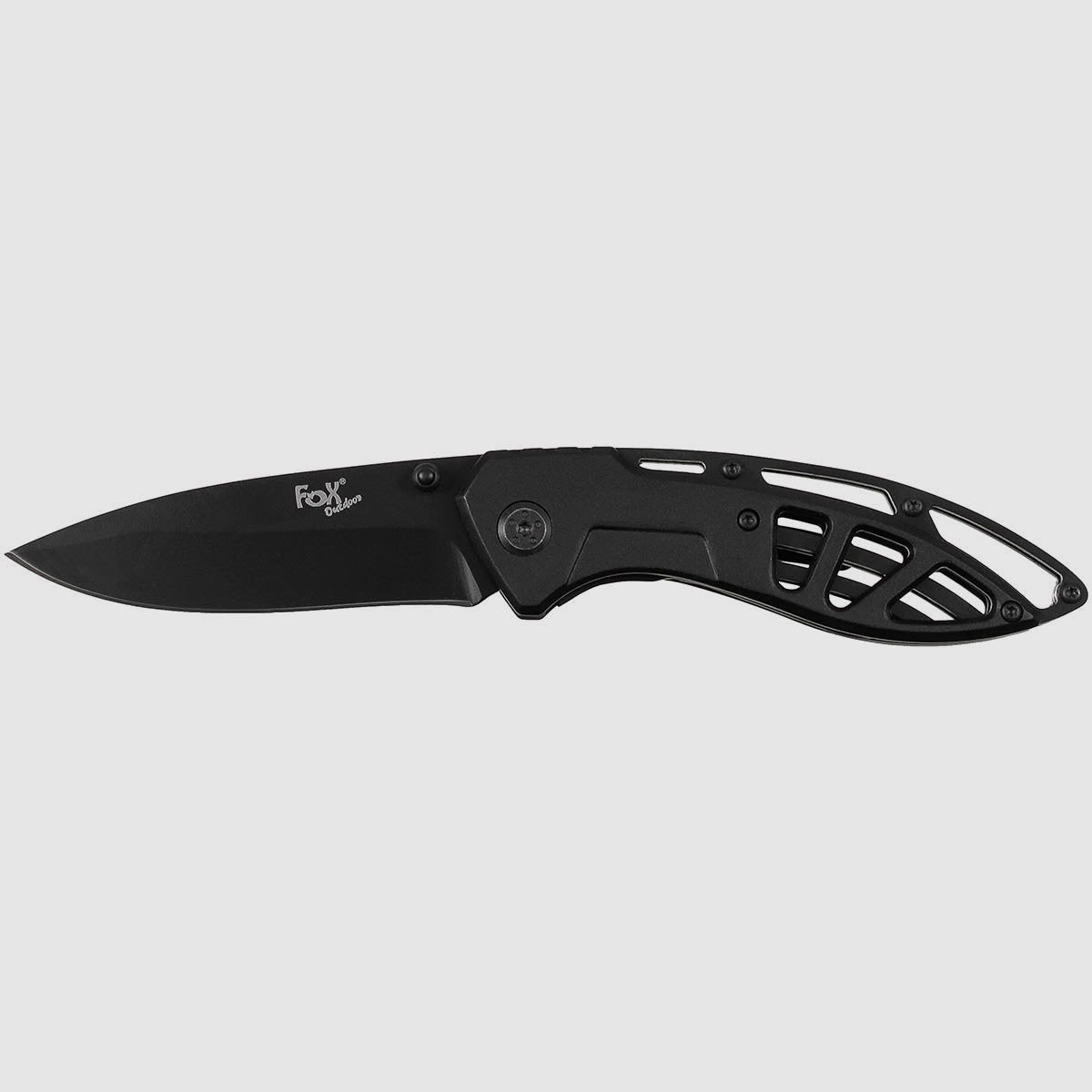 Klappmesser, Einhand, schwarz, gelochter Metallgriff