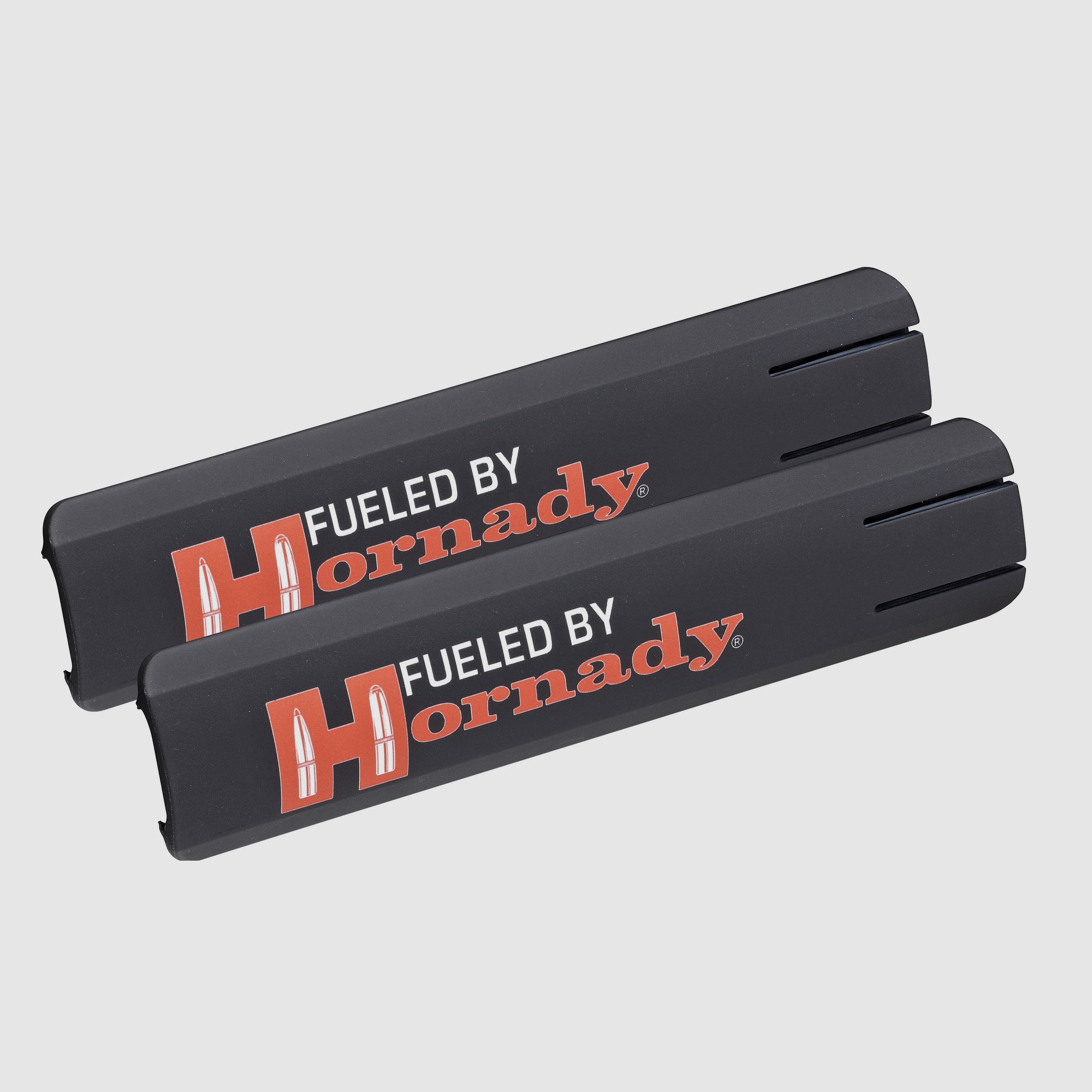Hornady Copertura per binario Picatinny "Fueled by Hornady" - Set da 2 con 2 adesivi - Nero
