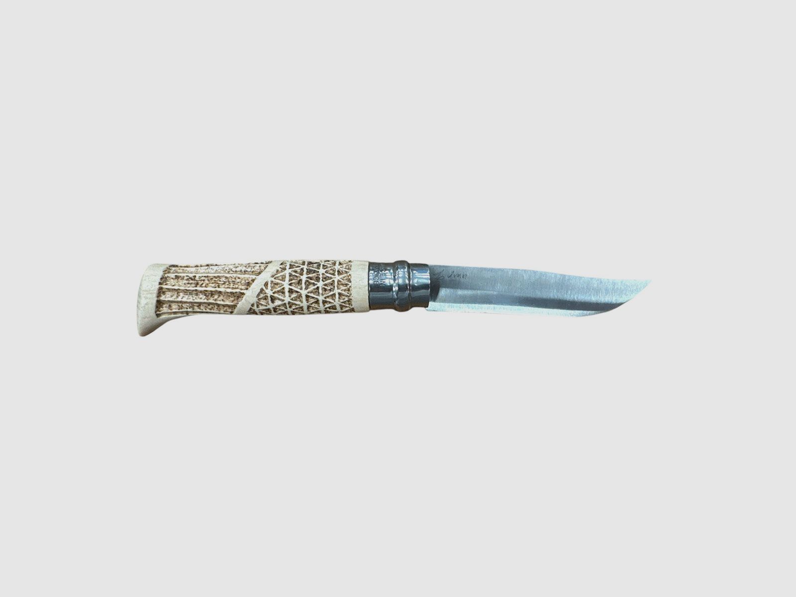 Knife – OPINEL – N.8 INOX handmade with double carving + pyrography, image 2 of 3