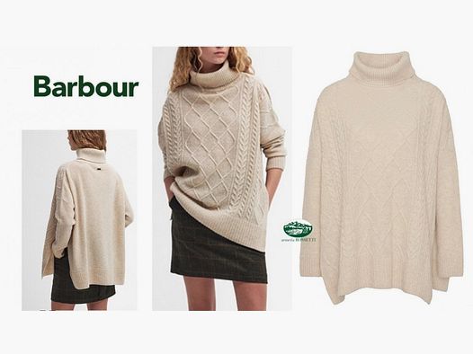 BARBOUR maglia Mantella Burne dolcevita a trecce beige donna