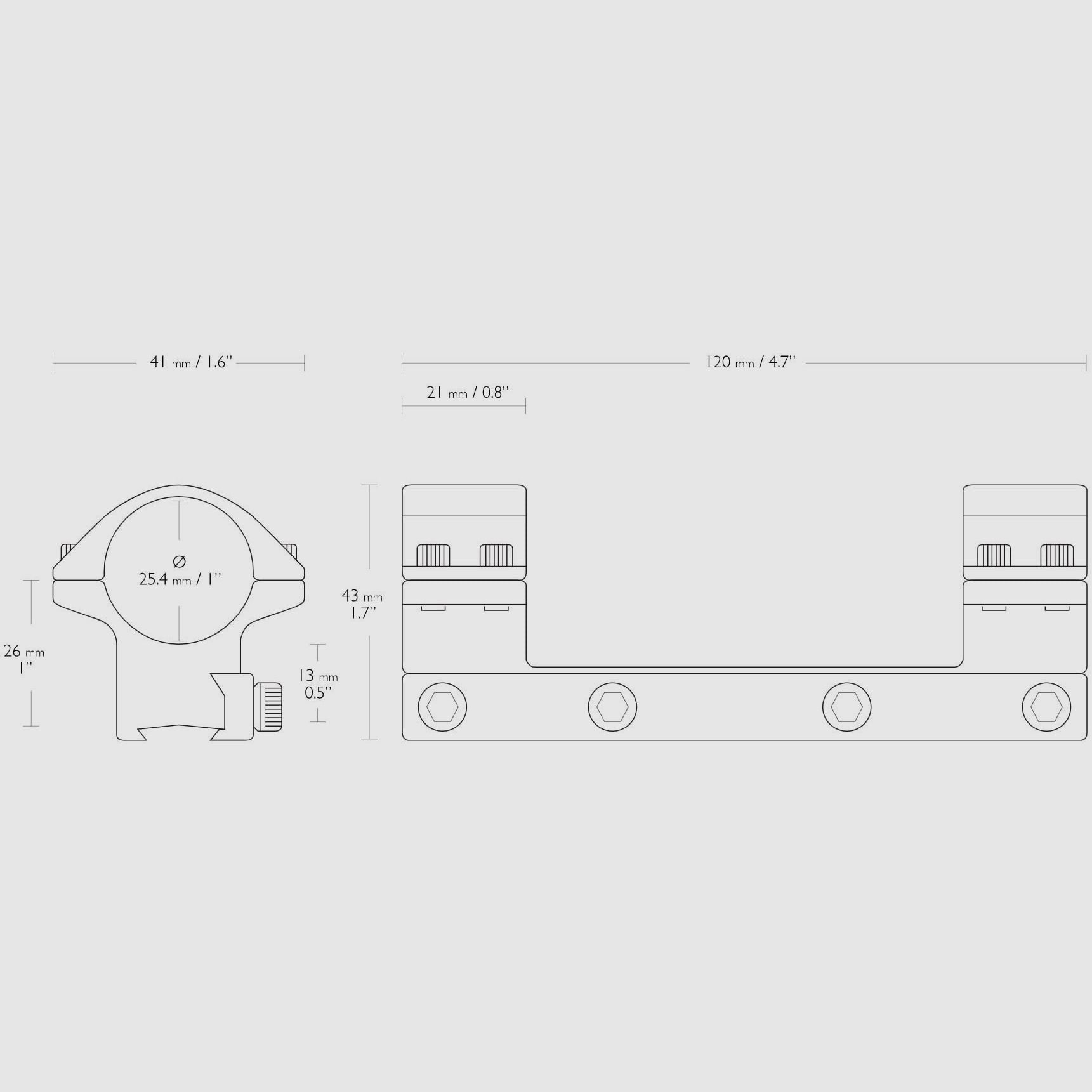 Hawke Match Festmontage aus Aluminium 9-11mm 1″ einteilig Medium, Bild 2 von 2