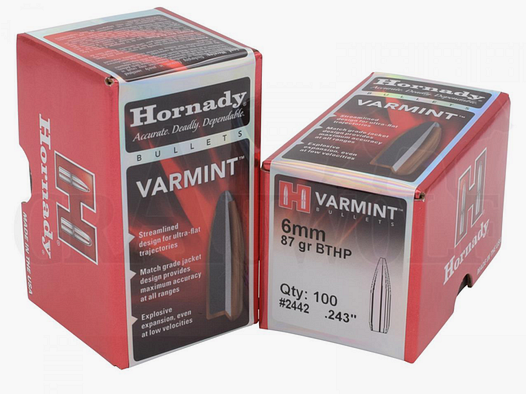 Hornady Geschoss 6mm .243 87gr BTHP (100)