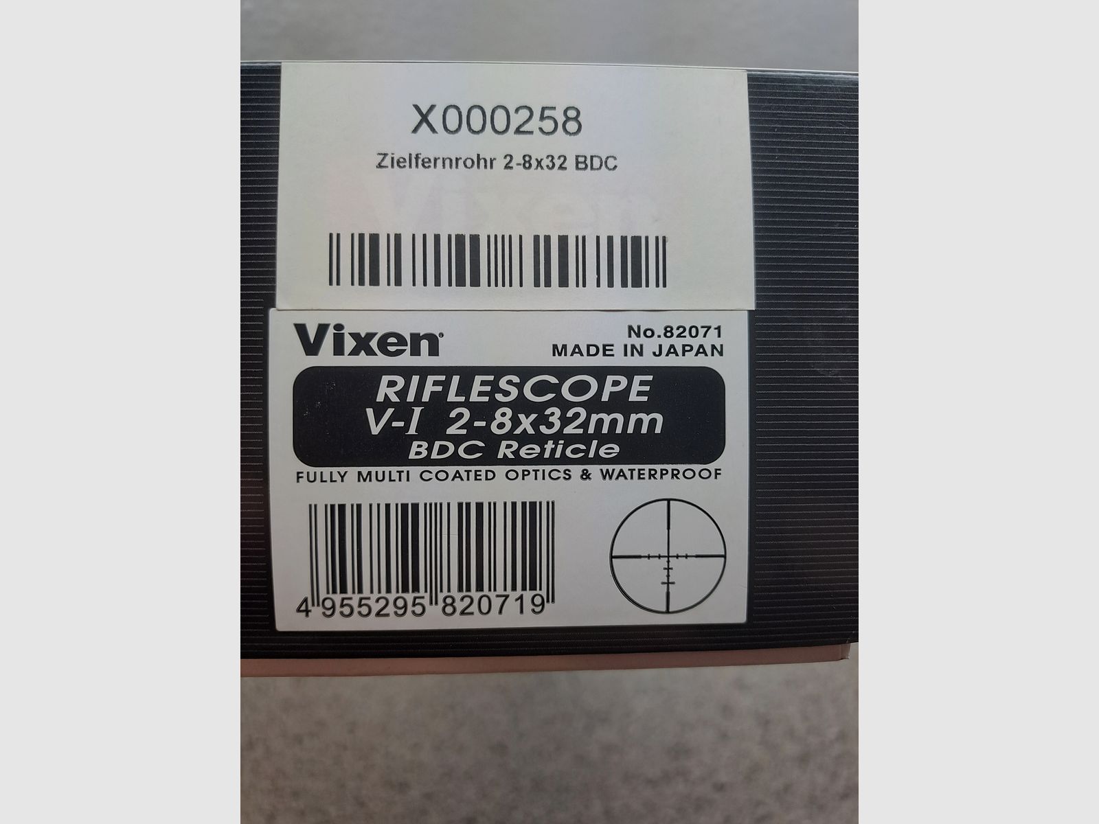 Vixen V-1, 2-8×32 BDC Rectile, Made in Japan 