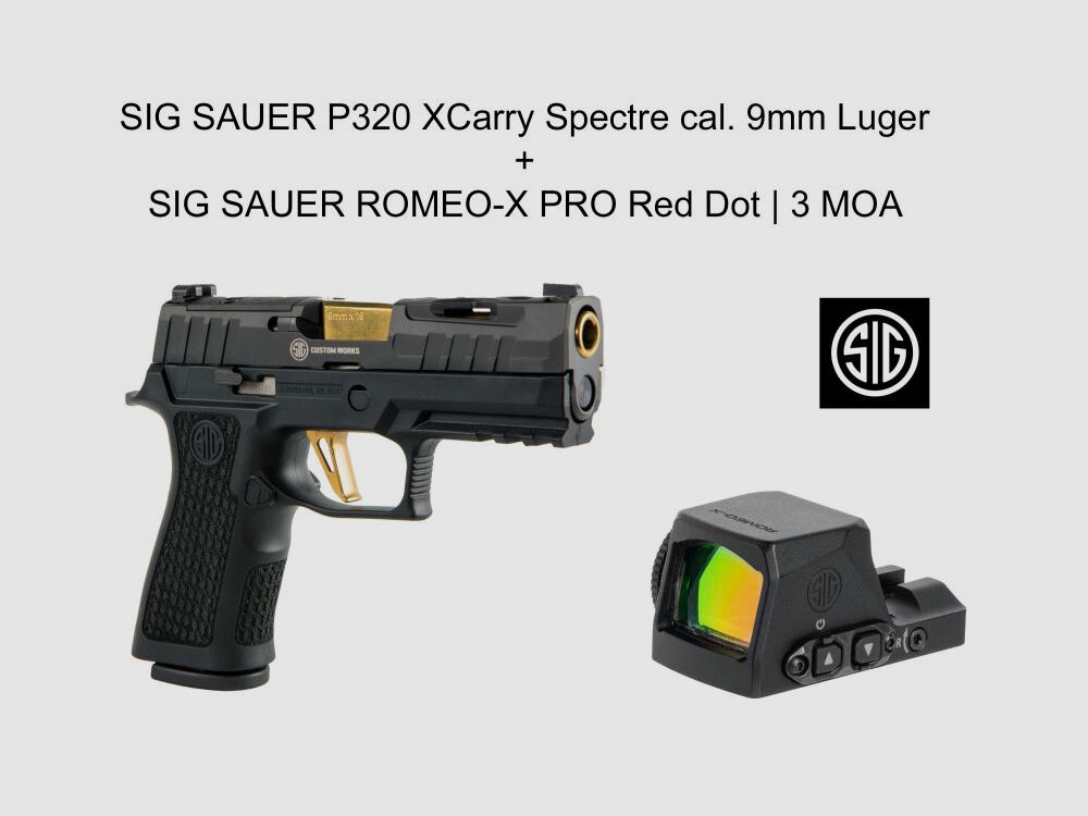 Sig Sauer SIG SAUER P320 XCarry Spectre Zwart-Goud + ROMEO-X PRO Rood Punt | 3 MOA - 9 mm Luger