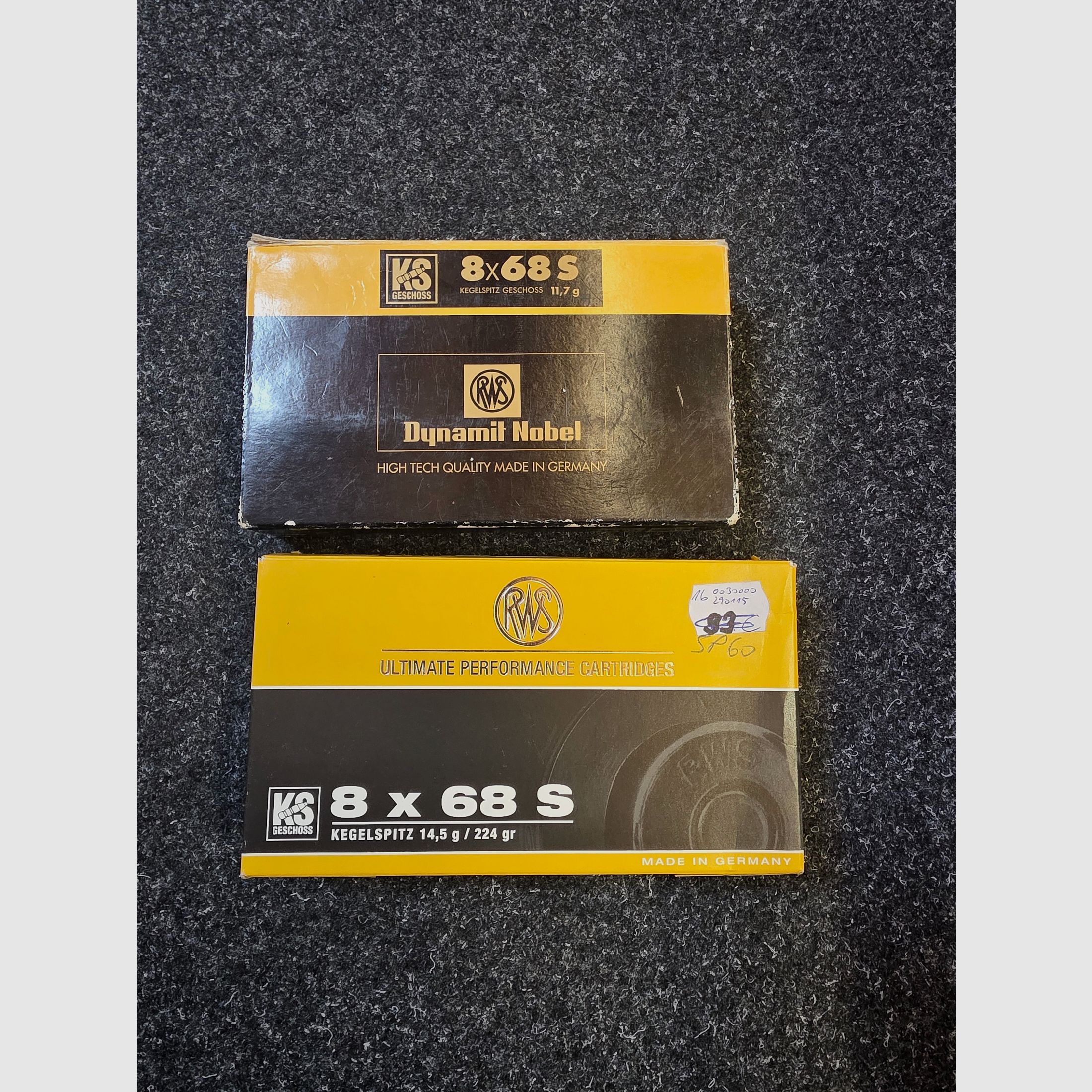 150 rounds 8x68 S RWS cone point (11.7 g & 14.5 g)
